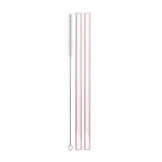 Eisch Gentleman Set of 2 glass straws in rosé with cleaning brush - in gift box l: 20 cm / d: 9 mm