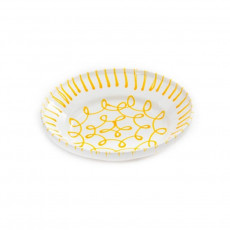Gmundner ceramic yellow flamed ripening bowl without handle d: 28 cm / h: 6,6 cm