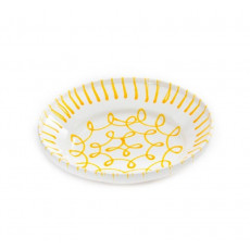 Gmundner ceramic yellow flamed ripening bowl without handle d: 32 cm / h: 7,4 cm