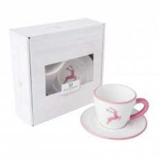 Gmundner Keramik Rosa Hirsch Espresso for you Set 2-pcs