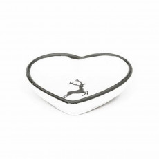Gmundner Ceramics Grey Deer Bowl in heart form,10 cm