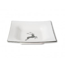Gmundner ceramic grey deer soup plate 20x20x4,2 cm
