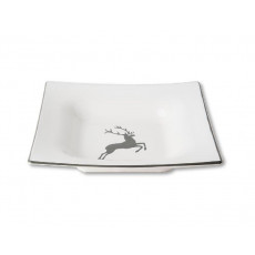 Gmundner Keramik Grauer Hirsch Soup plate 20x20x4.2 cm