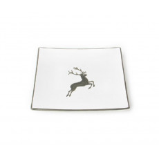 Gmundner ceramic grey deer dessert plate / breakfast plate 20x20x2,6 cm
