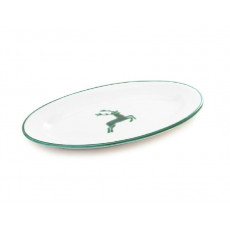 Gmundner ceramic green stag plate oval with flag Gourmet 21x14x2,1 cm