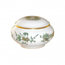 Meissen Neuer Ausschnitt - Reicher Drache grün goldschattiert mit Goldrand Box h: 5,5 cm / d: 8 cm