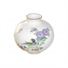 Meissen New neckline - Indian rock,flower and bird painting 125 colorful with gold edge Vase 10,5 cm