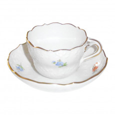 Meissen Neuer Ausschnitt - Gestreute Blümchen mit Goldrand Mocca-/espresso cup 2-piece