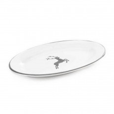 Gmundner Keramik Grauer Hirsch Oval plate with flag Gourmet 21x14x2.1 cm