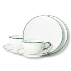 Gmundner Keramik Grüner Rand Tableware set Breakfast for two'