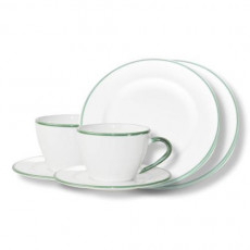 Gmundner Keramik Grüner Rand Tableware set Breakfast for two Gourmet