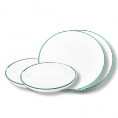 Gmundner Keramik Grüner Rand Tableware set Dinner for two'