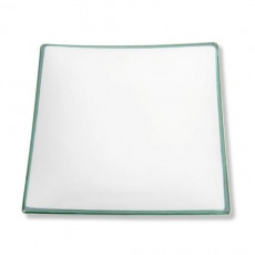 Gmundner Keramik Grüner Rand Dessert/hors d'oeuvre plate,cornered 20x20 cm