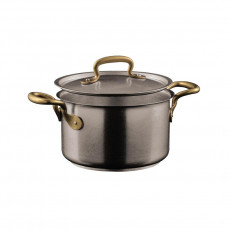 Sambonet 1965 Vintage - Edelstahl matt 18/10 Casserole / cooking pot with lid d: 16 cm / h: 9.5 cm / 1.9 L