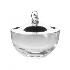 Robbe & Berking Tafelgeräte 925 Sterling Silber Crystal glass bowl with silver lid and silver fittings d: 14 cm