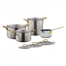Sambonet 1965 Vintage - Edelstahl matt 18/10 Cookware Set,brass 7 pcs