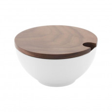 Friesland Chai Weiß - Nussbaum Sugar bowl with walnut wood lid d: 10 cm