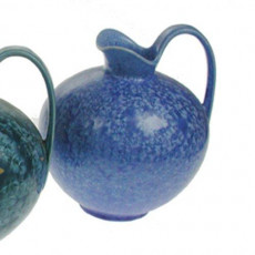 Hutschenreuther Uhl-Design Blue handled jug 'Handicraft - with elaborate crystal glaze'
