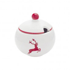 Gmundner Keramik Ruby Red Deer Sugar Bowl with Cutout classic 10 cm