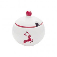 Gmundner Keramik Rubinroter Hirsch Sugar bowl smooth with cutout d: 10 cm / h: 11 cm