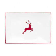 Gmundner Keramik Rubinroter Hirsch Rectangular plate 30x20x2.5 cm