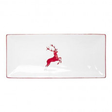 Gmundner Keramik Ruby Red Deer Platter rectangular 36x15 cm