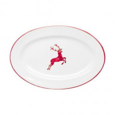 Gmundner Keramik Rubinroter Hirsch Oval plate with flag Gourmet 21x14x2.1 cm