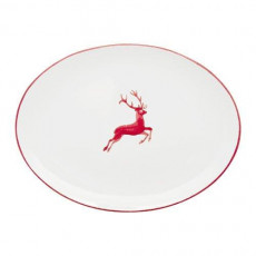 Gmundner Keramik Rubinroter Hirsch Oval plate 28x21x2.3 cm
