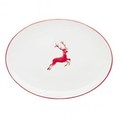 Gmundner Keramik Ruby Red Deer Platter oval 33x26 cm