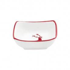 Gmundner Keramik Rubinroter Hirsch Square bowl 9x9x3.4 cm