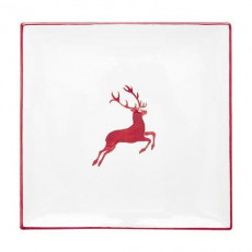 Gmundner Keramik Rubinroter Hirsch Square plate 31x31x2.8 cm