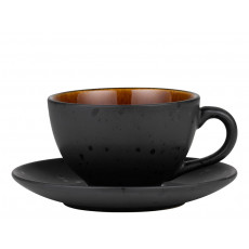 Bitz Gastro black / amber Cup 0.22 L with saucer 2-piece