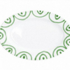 Gmundner Keramik Grüngeflammt Oval plate with flag Gourmet 21x14x2.1 cm