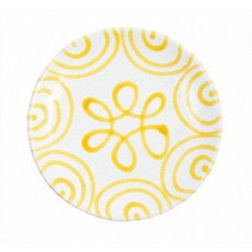 Gmundner ceramic yellow flamed dessert plate / breakfast plate Cup d: 20 cm / h: 2,6 cm