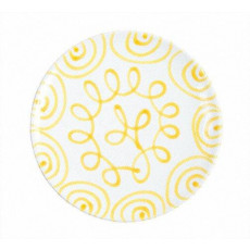 Gmundner ceramic yellow flamed dinner plate Cup d: 25 cm / h: 2,8 cm