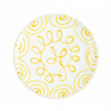 Gmundner Keramik Gelbgeflammt Dining Plate Cup d: 25 cm / h: 2.8 cm
