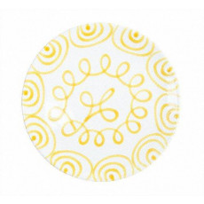 Gmundner ceramic yellow flamed dinner plate Cup d: 28 cm / h: 2,6 cm