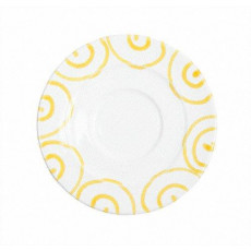 Gmundner ceramic yellow flamed coffee saucer Gourmet d: 16 cm
