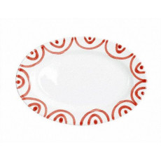 Gmundner Keramik Rotgeflammt Oval plate with flag Gourmet 21x14x2.1 cm