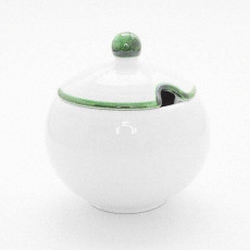 Gmundner Keramik Grüner Rand Sugar bowl with indentation 10 cm