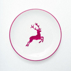 Gmundner Keramik Bordeauxroter Hirsch Breakfast Plate Cup 20 cm diameter