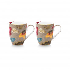 Pip Studio Blooming Tales Khaki Becher mit Henkel Set 2-tlg. 0,36 L
