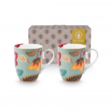 Pip Studio Blooming Tales Blue Becher mit Henkel Set 2-tlg. 0,36 L