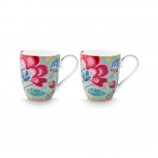 Pip Studio Blooming Tales Blue Becher mit Henkel XL Set 2-tlg. 0,45 L