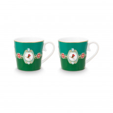 Pip Studio Love Birds Emerald-Green Teetassen Set 2-tlg. Mefallion grün 0,30 L