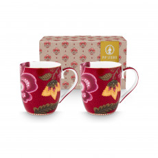 Pip Studio Blooming Tales Dark Red Coffee cups - set of 2