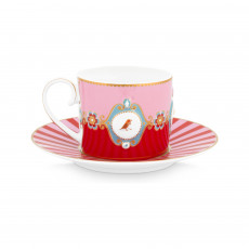 Pip Studio Love Birds Red-Pink Cappuccinotasse Set 2-tlg. 0,20 L
