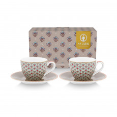 Pip Studio Blooming Tales Khaki Espresso-Set 4-tlg. 0,12 L