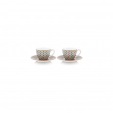 Pip Studio Blooming Tales Khaki Espresso-Set 4-tlg. 0,12 L