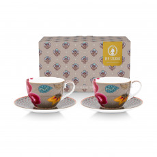 Pip Studio Blooming Tales Khaki Kaffeetassen-Set 4-tlg. 0,30 L
